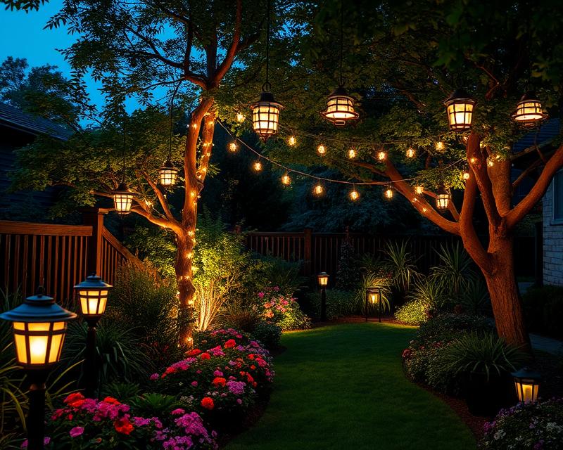 Stylowe oświetlenie ogrodu: pomysły z lampami, girlandami i latarniami