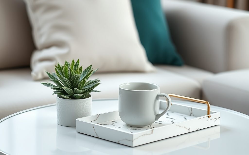 Dekoracje na mały stolik kawowy: jak stworzyć stylową aranżację bez zagracenia przestrzeni