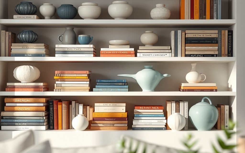 Dekoracje na regał w salonie: jak łączyć książki, ceramikę i przestrzeń dla stylowej aranżacji