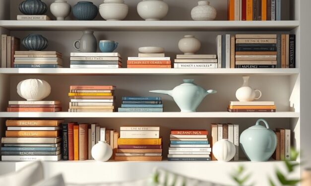 Dekoracje na regał w salonie: jak łączyć książki, ceramikę i przestrzeń dla stylowej aranżacji