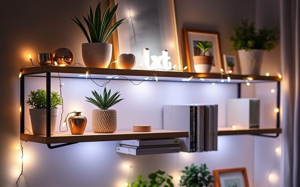 Małe oświetlenie dekoracyjne na półkach: jak stworzyć nastrojową aranżację i podkreślić detale wnętrza