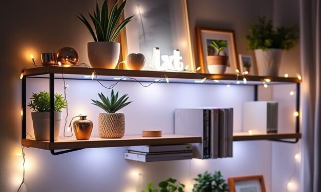 Małe oświetlenie dekoracyjne na półkach: jak stworzyć nastrojową aranżację i podkreślić detale wnętrza